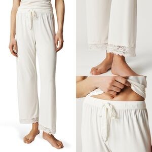 Women's White Lace Trim Sleep Pants by posh peanut